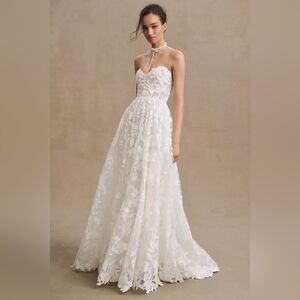 Anthropologie Jenny Yoo Madeline Corset A-Line Strapless Lace Wedding Gown 14